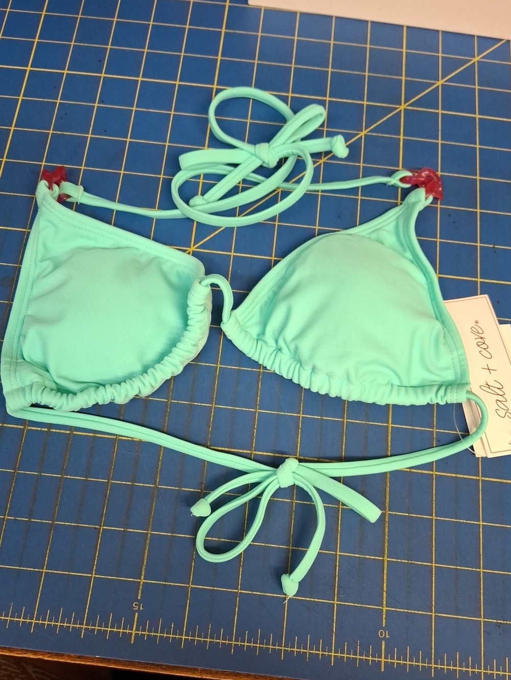Salt & Cove Aqua String Triaangle Bikini 👙 Top NWT